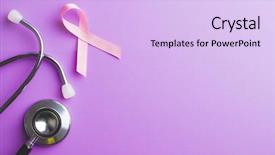  Presentation with breast cancer imaging - Audience pleasing PPT layouts consisting of cancer ribbon breast cancer symbol backdrop and a sky blue colored foreground