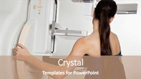  Presentation with test - Presentation theme with cancer screening - woman taking a mammogram x-ray background and a coral colored foreground