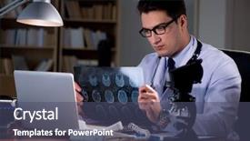  Presentation with doctor office - Slide set consisting of cancer x ray treatment - young doctor working late background and a ocean colored foreground