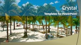  Presentation with paradise - Presentation theme enhanced with caribbean beach paradise resort background and a teal colored foreground