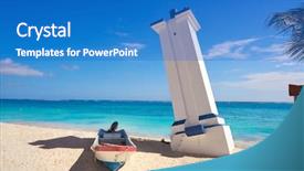  Presentation with maya - Presentation theme with lighthouse in riviera maya caribbean background and a teal colored foreground
