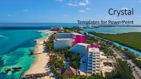 Presentation with mexico cancun - Theme featuring zoning - cancun aerial view of hotel background and a light blue colored foreground