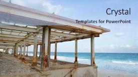  Presentation with disaster hurricane - Slide deck consisting of cancun caribbean houses after hurricane background and a light blue colored foreground