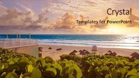  Presentation with mexico cancun - PPT theme with cancun delfines beach at hotel background and a coral colored foreground