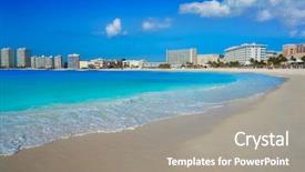  Presentation with mexico cancun - Amazing slide deck having cancun forum beach playa gaviota backdrop and a gray colored foreground