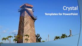  Presentation with control tower - Amazing PPT theme having cancun old airport control tower backdrop and a  colored foreground
