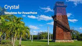  Presentation with control tower - Amazing PPT theme having cancun old airport control tower backdrop and a  colored foreground