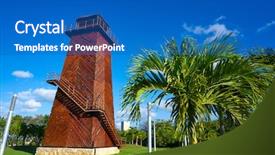  Presentation with control tower - PPT layouts consisting of cancun old airport control tower background and a teal colored foreground