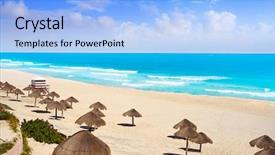  Presentation with mexico cancun - Slides with mexique - cancun playa delfines beach background and a light blue colored foreground