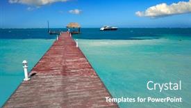  Presentation with mexico cancun - Presentation design featuring cancun playa langostas beach pier in hotel zone of mexico background and a teal colored foreground