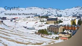  Presentation with ski - Beautiful slide set featuring candanchu-ski-resort backdrop and a light blue colored foreground