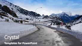  Presentation with snow - Amazing slide set having candanchu snow road in huesca backdrop and a  colored foreground