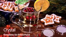  Presentation with delicious christmas cookies - Colorful PPT theme enhanced with candel - christmas cookies and hot punch backdrop and a  colored foreground