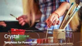 Presentation with abstract paint brush texture art - PPT layouts having candel - middle part of girl artist background and a tawny brown colored foreground