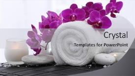  Presentation with purple orchids pink flowers orchid - Slide deck featuring candel - spa setting on mat background and a  colored foreground