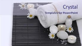  Presentation with paper towel roll - Beautiful theme featuring candel - spa setting on mat backdrop and a sky blue colored foreground