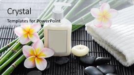  Presentation with candle - Beautiful theme featuring candel - spa setting on mat backdrop and a  colored foreground