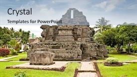  Presentation with candi - Theme having candi jago temple near background and a light blue colored foreground