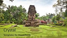  Presentation with candi - Presentation having candi kidal temple near background and a gold colored foreground