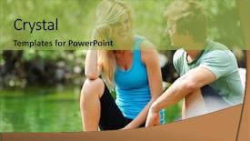  Presentation with romance - Presentation theme enhanced with candid couple having fun outdoors carefree summer romance concept background and a yellow colored foreground