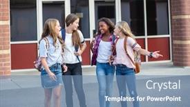  Presentation with ethnic group - Colorful PPT theme enhanced with candid-photo-of-a-group backdrop and a teal colored foreground
