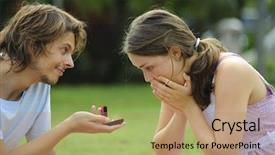  Presentation with marriage - Slide deck consisting of marriage proposed - candid proposal outdoor background and a coral colored foreground