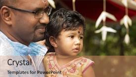  Presentation with baby blessing - Colorful presentation design enhanced with candid shoot of indian father backdrop and a coral colored foreground