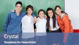  Presentation with teenage - Presentation design featuring candidate school - portrait of happy teenage friends background and a ocean colored foreground