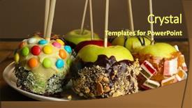  Presentation with apples dragonfruit - Presentation design consisting of candied apples on sticks close background and a tawny brown colored foreground