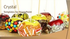  Presentation with barn wood autumn apples - Colorful slide set enhanced with candied apples on sticks backdrop and a cream colored foreground