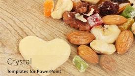  Presentation with candied fruit - PPT layouts featuring candied-fruit-nuts-unbaked-biscuits background and a coral colored foreground