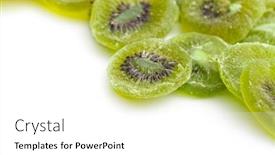  Presentation with candied fruit - Theme having candied kiwi fruit on white background background and a white colored foreground
