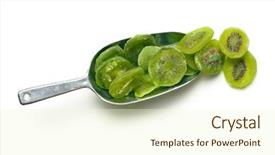  Presentation with candied fruit - Slides having candied kiwi fruit on white background background and a cream colored foreground