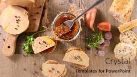  Presentation with foie - PPT theme with candied-onion-and-toast background and a coral colored foreground