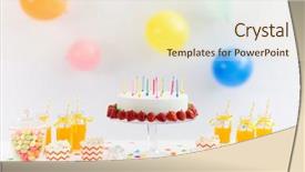  Presentation with party candles - Slide deck enhanced with candies anddrinks - party food and festive concept background and a soft green colored foreground