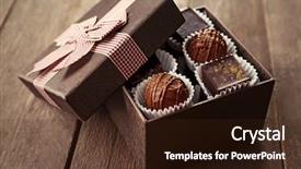  Presentation with chocolate - Theme featuring candies in beautiful gift box background and a wine colored foreground
