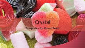  Presentation with pile - Audience pleasing PPT theme consisting of candies one of them heart backdrop and a red colored foreground