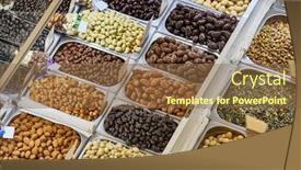  Presentation with sweets - Slide deck consisting of candies-sweets-sugar-coated-nuts background and a tawny brown colored foreground