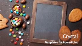  Presentation with gingerbread - Slide deck featuring candies top view with chalkboard background and a tawny brown colored foreground