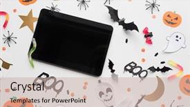  Presentation with holidays - Slides having candies with tablet pc computer background and a soft green colored foreground