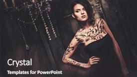  Presentation with spooky - Audience pleasing PPT layouts consisting of candle art - tattooed beautiful woman in old backdrop and a dark gray colored foreground