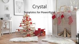  Presentation with christmas tree - Cool new presentation theme with creative christmas tree in living backdrop and a white colored foreground