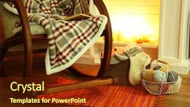  Presentation with directors chair - Presentation theme enhanced with rocking chair with plaid near background and a tawny brown colored foreground