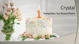  Presentation with first birthday - Theme having candle for first birthday background and a light gray colored foreground
