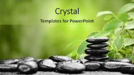  Presentation with zen stones - Slide deck with candle hand - zen basalt stones and bamboo background and a yellow colored foreground