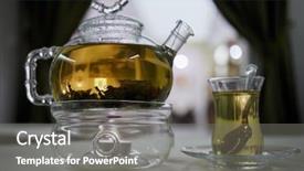  Presentation with glass teapot - Cool new slides with candle heater and glass teacup backdrop and a gray colored foreground