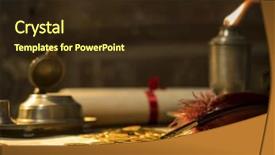  Presentation with antique parchment - Audience pleasing slides consisting of candle-holder and gold coin backdrop and a wine colored foreground