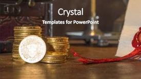  Presentation with antique parchment - Theme having candle-holder and gold coin background and a tawny brown colored foreground