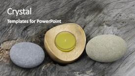  Presentation with zen stone - Cool new slide set with candle in wooden bowl with zen stone on old wood texture backdrop and a gray colored foreground