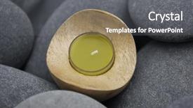  Presentation with zen stone - PPT layouts enhanced with candle in wooden bowl with zen stone background and a gray colored foreground